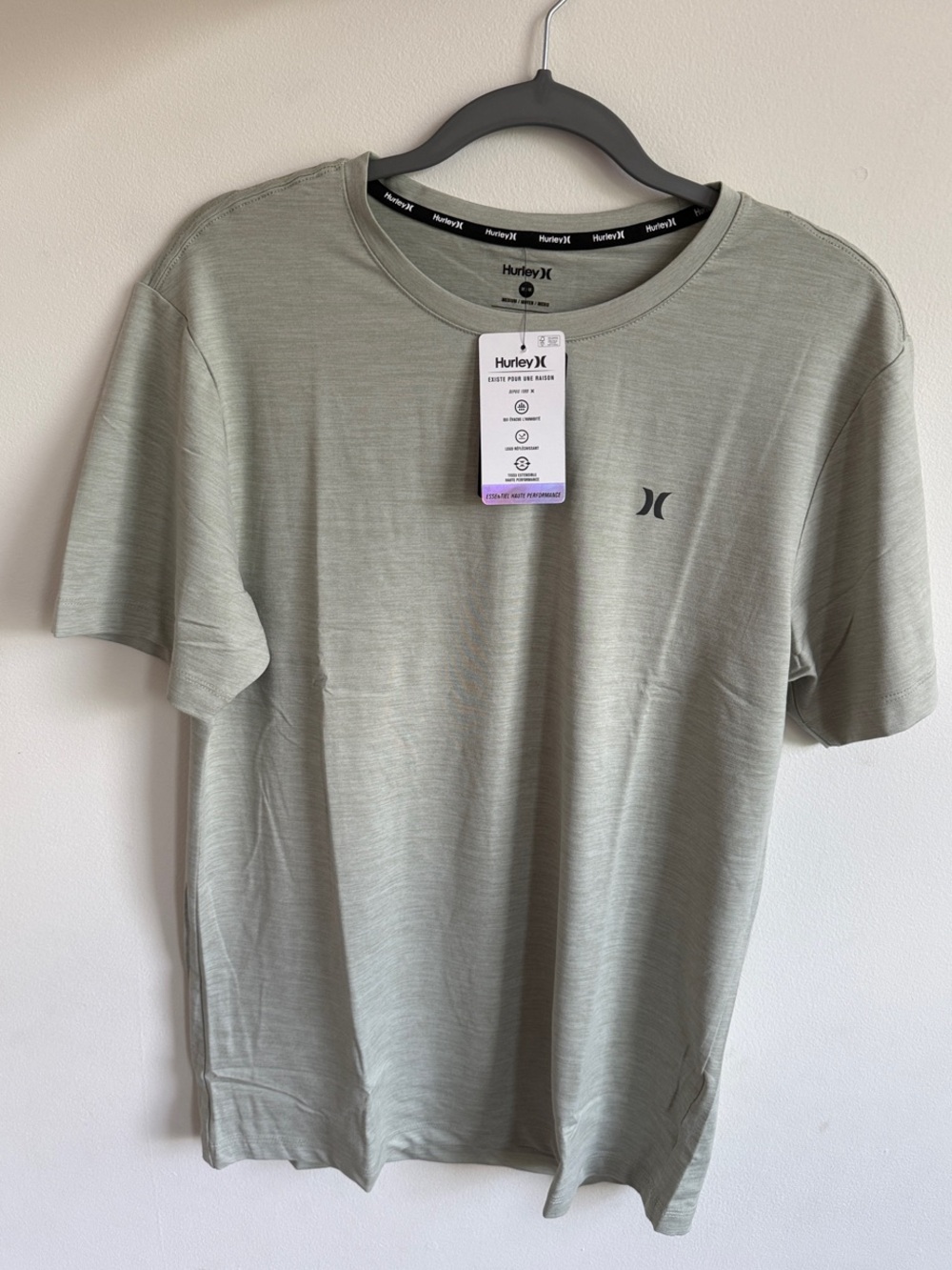 Hurley Men's Light Sage Green Short Sleeve Crew Tee